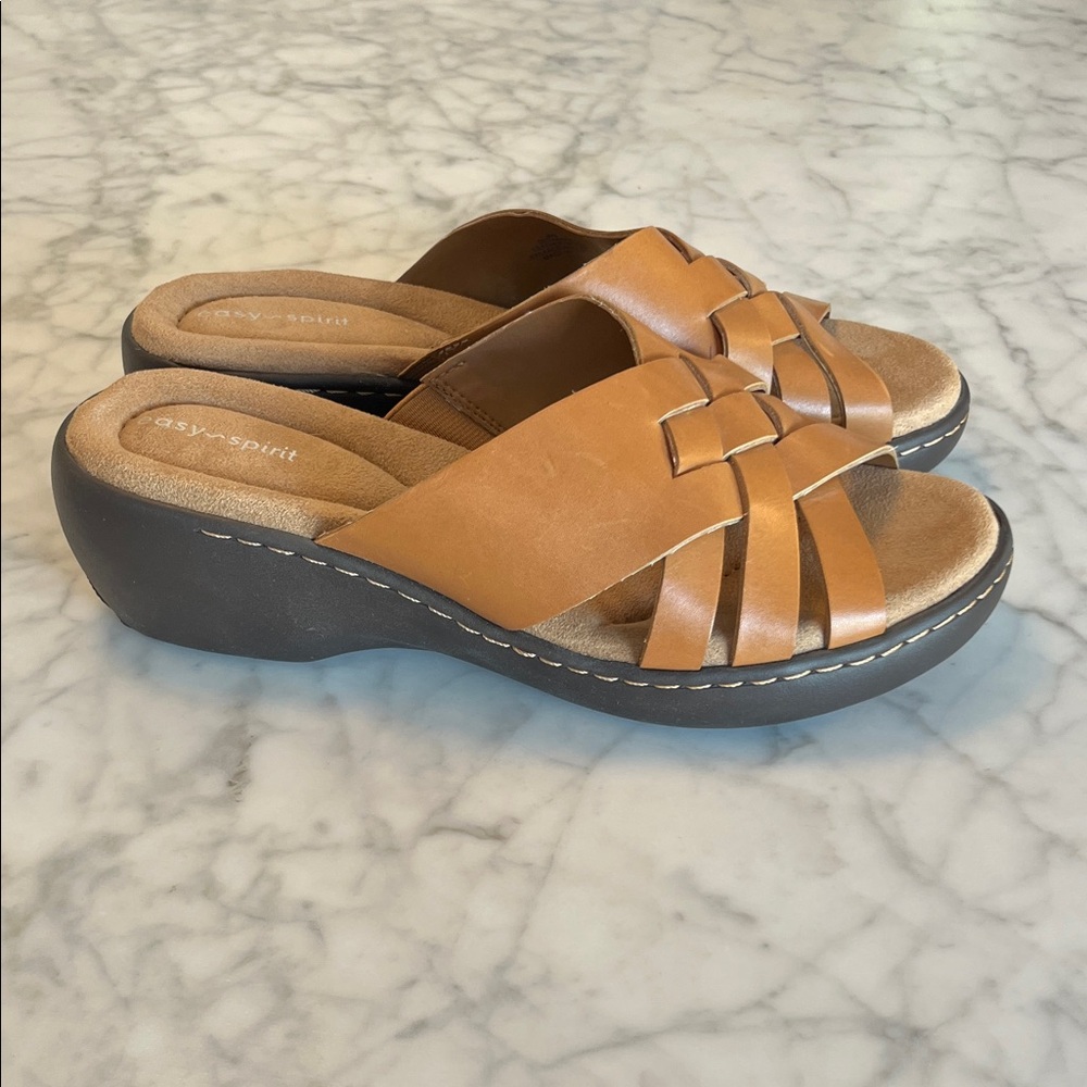 Easy Spirit Women's Light Brown Woven Mules Size 8W